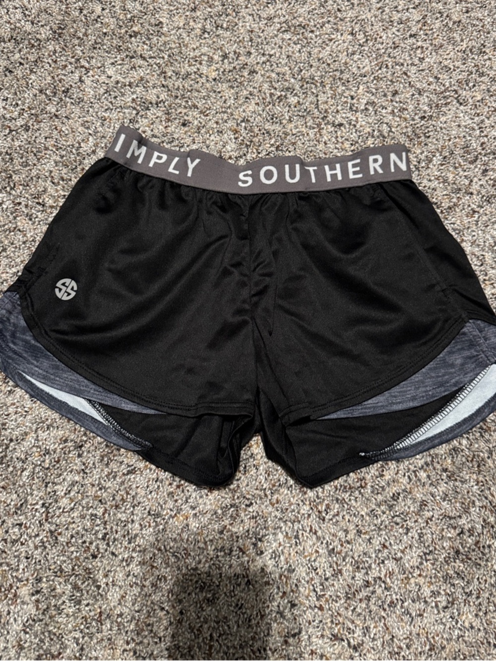 Simply Southern Black Shorts with Gray Waistband